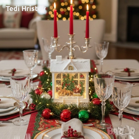 Снежна Коледна къщичка с Дядо Коледа – Идеален празничен акцент, снимка 3 - Декорация за дома - 52627977