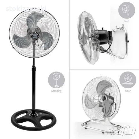 Вентилатор на стойка 18''Muhler FM-8138D 3в1, 70W, индустриален, на стойка, стена, под, снимка 1