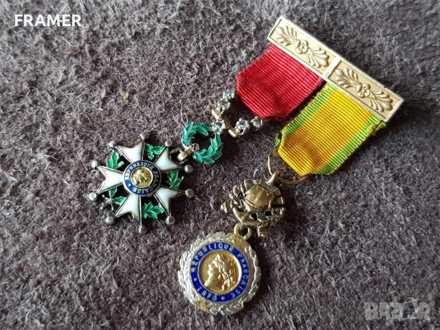 Златна 18 карата МИНИАТУРА с ДИАМАНТИ ордени Легиона и военен 1870 злато, снимка 2 - Антикварни и старинни предмети - 41344039