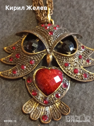 Колие с висулка БУХАЛ с ювелирно инкрустирани кристали и камъни 41567, снимка 2 - Колиета, медальони, синджири - 53476531