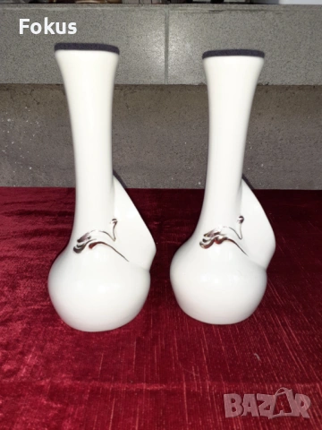 Чифт прекрасни вази със златен кант Capodimonte порцелан, снимка 4 - Антикварни и старинни предмети - 53436270