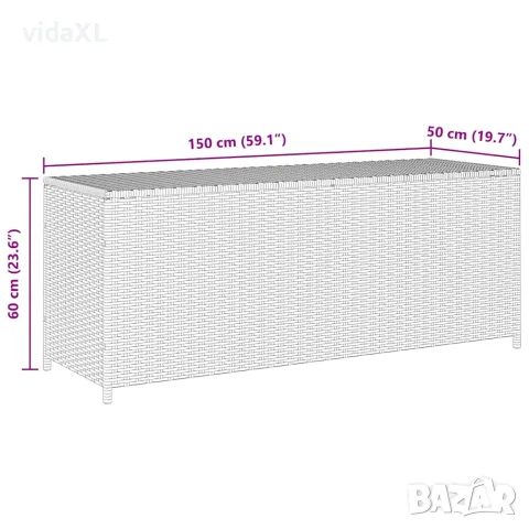 vidaXL Градински сандък за съхранение, черен, 150x50x60 см, полиратан, снимка 7 - Ракли - 56147504