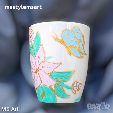 Ръчно рисувана порцеланова чаша, снимка 2 - Чаши - 35874408