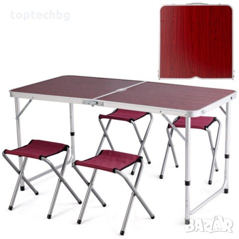 Сгъваема маса за излет с четири столчета, снимка 1 - Къмпинг мебели - 32289318