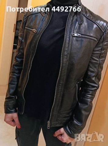 Кожено яке от естествена кожа Barneys originals , снимка 7 - Якета - 52101104