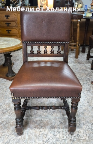 4 бр. дъбови стола с естествена кожа, снимка 5 - Столове - 52468098
