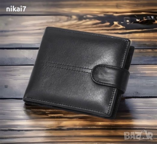 мъжки портфейл естествена кожен телешки бокс джоб за монети документи, снимка 3 - Портфейли, портмонета - 42100955
