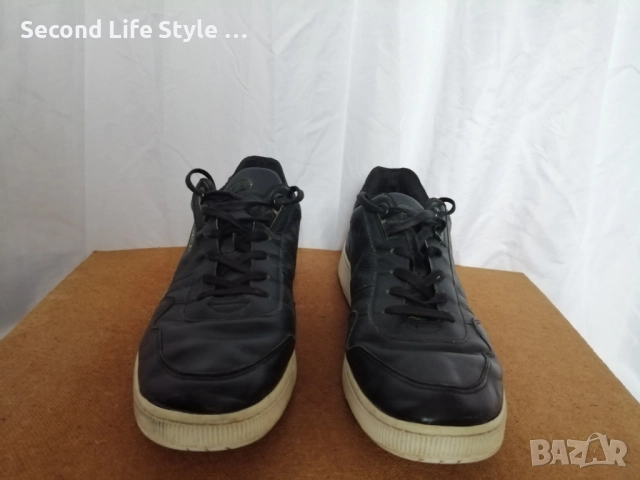 Номер 45 оригинални мъжки маратонки Lacoste, Естествена кожа, Черни, снимка 4 - Маратонки - 52877873