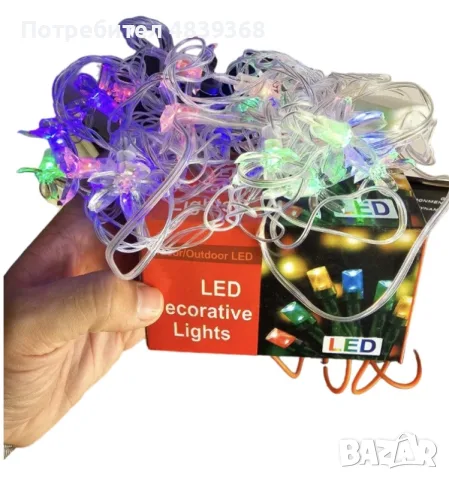✨ **Многоцветни коледни LED лампички с цветя** 🌸🎄