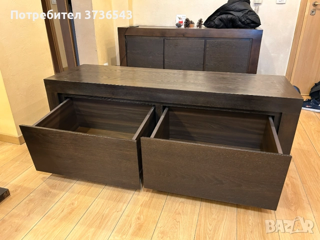 Масивен нисък шкаф – дъб, 160 х 52 х 55 см, снимка 4 - Шкафове - 53154677