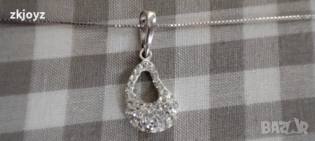 СРЕБЪРНО КОЛИЕ С ЦИРКОНИ 3.5 гр. / проба 925, снимка 3 - Колиета, медальони, синджири - 48654437