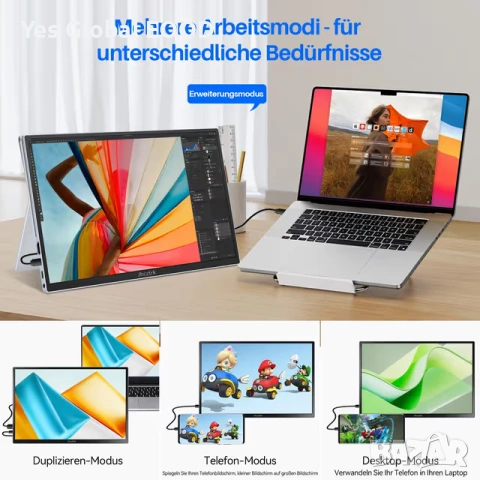14" преносим тъч монитор Full HD HDMI USB-C, снимка 3 - Друга електроника - 53497604