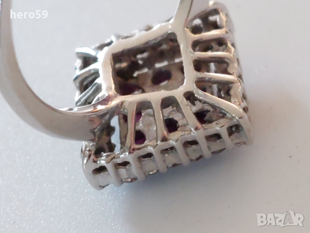 Дамски златен 18 к.пръстен с рубини и брилянти, снимка 14 - Пръстени - 36150270