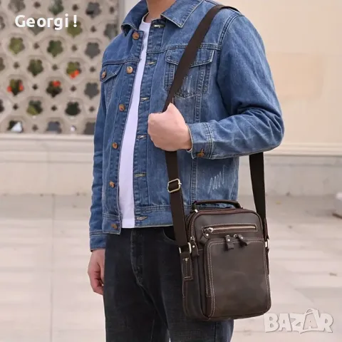 Премиум*/Мъжка Винтидж Бизнес чанта/Crazy Horse* Кафява естествена кожа!, снимка 6 - Чанти - 49776572