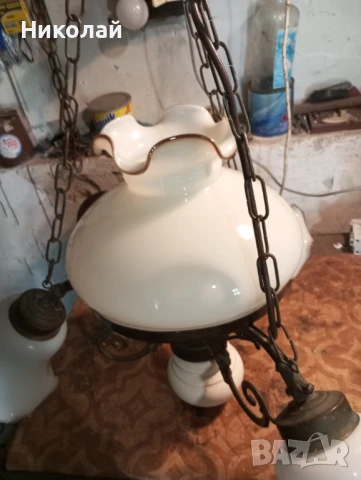 Старинен бронзов полилей с оригинални стъкла, снимка 14 - Антикварни и старинни предмети - 50503908