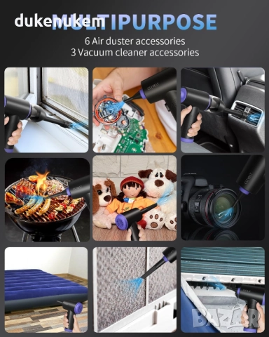 Електрическа прахосмукачка с компресиран въздух 3-в-1 – безжична, 3 скорости, LED светлина, снимка 6 - Прахосмукачки - 52748140