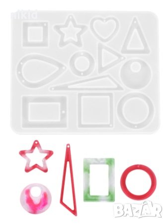 Геометрични Обеци висулки форми силиконов молд форма калъп смола бижу, снимка 2 - Форми - 35833970