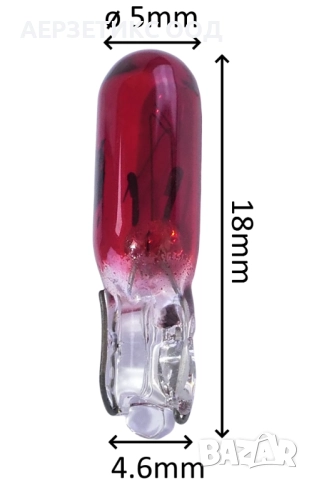 КРУШКИ Т5 1.2З ЧЕРВЕНИ ЗА ТАБЛО 12V ZAR0173, снимка 2 - Аксесоари и консумативи - 52375608