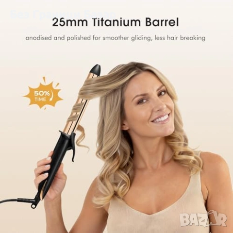 Нова Титаниева маша 25mm  бързо загряване 20 секунди автоизключване 2m кабел, снимка 2 - Маши за коса - 53523795