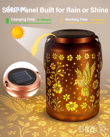 Соларна градинска лампа Hummingbird за мама, баба, жени, снимка 2 - Соларни лампи - 51734807