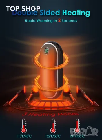 Акумулаторен нагревател за ръце,Power Bank 10000mAh, 15 часа издръжливост,цифров дисплей, снимка 7 - Друга електроника - 48648482