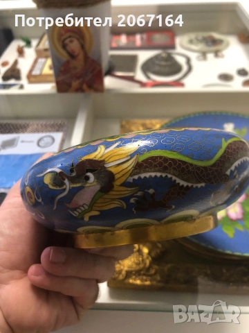 Клоазоне чиния с купа, снимка 6 - Антикварни и старинни предмети - 51801474