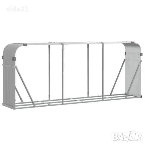 vidaXL Поставка за дърва, светлосив, 234x45x100см, поцинкована стомана