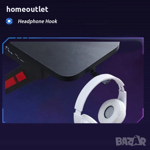 ПРОМОЦИЯ Геймърско бюро с LED осветление CLIPOP BZOD-CD-0135BLBL, снимка 3 - Бюра - 50699426