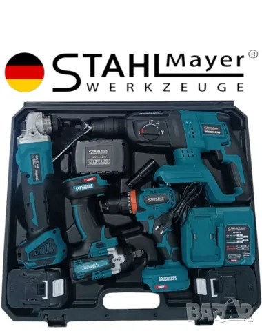 4в1 Перфоратор Гайковерт Ъглошлайф и Винтоверт 36V 8,0AH 3 Батерии Акумулаторни Инструменти 