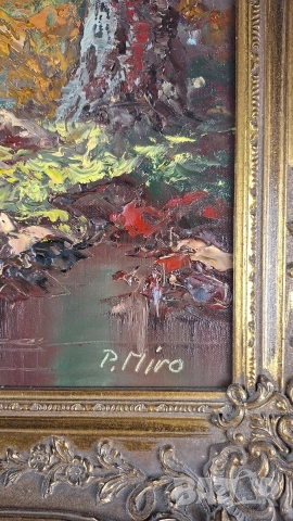 Картина масло върху платно - пейзаж с мост, в барокова рамка, снимка 5 - Картини - 52665969