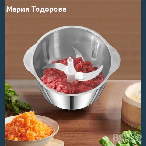 Висококачествен електрически чопър за смилане на месо,ядки и зеленчуци с обем 3 литра, снимка 5 - Кухненски роботи - 52973461