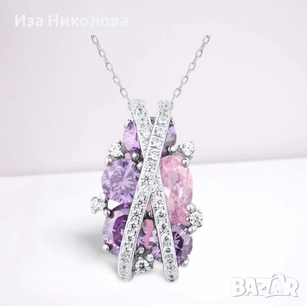 Обици и колие със сапфири, снимка 2 - Бижутерийни комплекти - 39446680