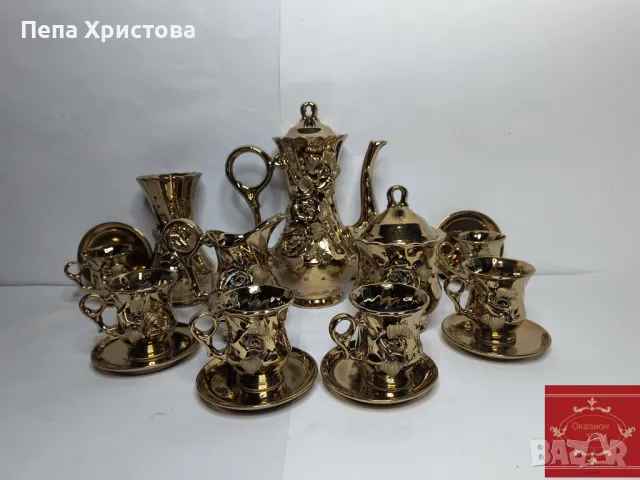 Сервиз за кафе от съветски порцелан - "Златна роза", снимка 1