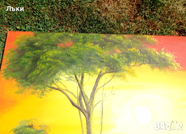 Картина Лъв,Лъвове,масло върху платно,подпис,100 см. , снимка 6 - Картини - 51318830