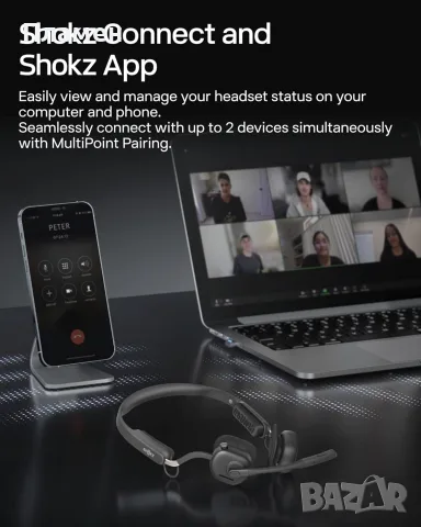 Shokz OpenMeet C610 Black Безжични слушалки , снимка 15 - Bluetooth слушалки - 56232455