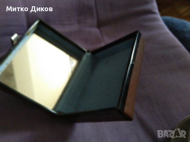 Кожена кутия с огледало несесер 125х103х51мм от соца, снимка 5 - Антикварни и старинни предмети - 44231416