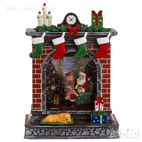 Коледна камина със снежни топки Mercado Trade, LED светлина и музика, снимка 3 - Декорация за дома - 52485115