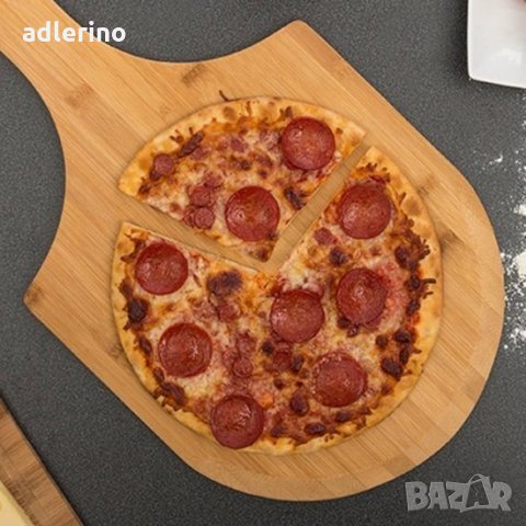 Бамбукова дъска за пица, сервирна подложка за пица, бамбуков поднос за пица и тестени печива и други, снимка 2 - Прибори за хранене, готвене и сервиране - 35753132