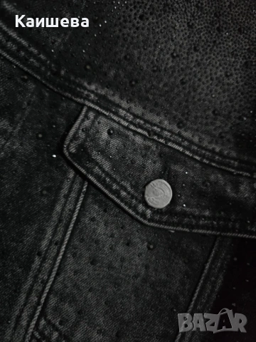 черно дънково яке с камъни, снимка 5 - Якета - 53597423