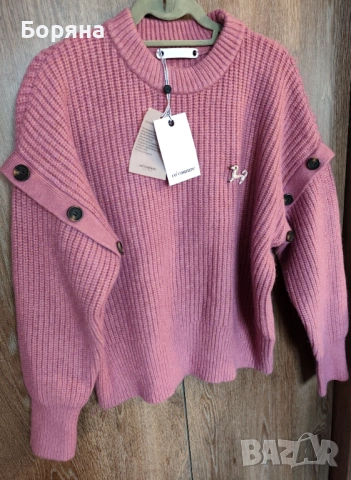 Co’ Couture – тъмно розов пуловер нов с етикет и брошка, снимка 14 - Блузи с дълъг ръкав и пуловери - 53501575