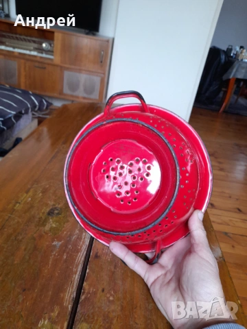 Стара емайлирана цедка,гевгир #20, снимка 5 - Други ценни предмети - 53380020