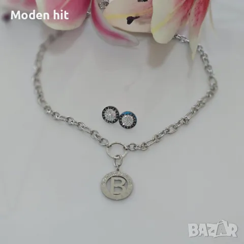 Bvlgari Комплект Колие И Обеци Медицинска Стомана - Различни Цветове Код VL-52, снимка 3 - Бижутерийни комплекти - 50337021