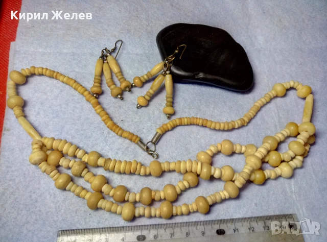 КОМПЛЕКТ СТАРИ ОГЪРЛИЦА и ОБЕЦИ МАЙСТОРСКИ РЪЧНО ИЗРАБОТЕНИ от КОСТ РОГ и БРОНЗЕ ЕтнАРТ НАКИТИ 17412, снимка 9 - Бижутерийни комплекти - 51360686