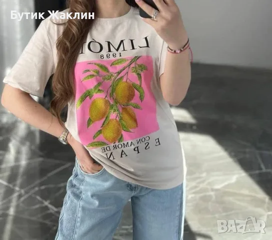 Памучна тениска с лимони , снимка 2 - Тениски - 55732902