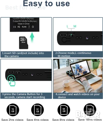 Скрита камера във външна батерия HD 1080P 10000mAh, снимка 6 - Камери - 48384263
