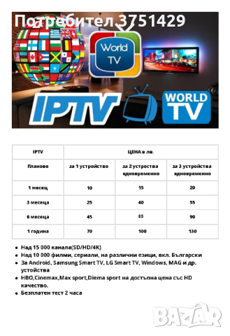 IPTV, снимка 1 - Плейъри, домашно кино, прожектори - 44582063