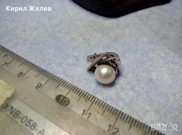 ШАРМАНТНА АНГЛИЙСКА ПЕРЛЕНА СРЕБЪРНА ОБЕЦА СРЕБРО 925 с БЯЛА ЕСТЕСТВЕНА ПЕРЛА / БИСЕР 48247, снимка 3 - Обеци - 49732850