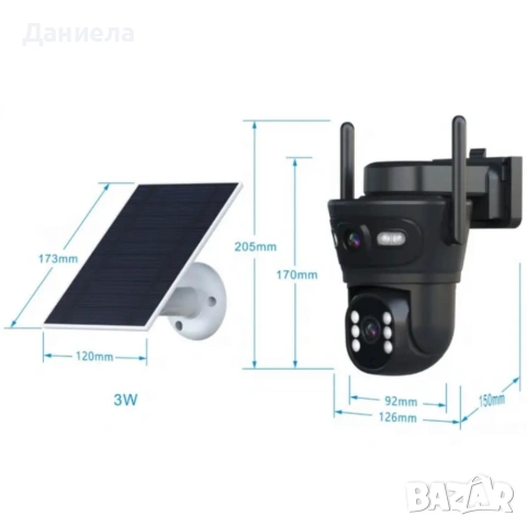 Соларна двойна камера LYLU 10 диода - ICsee за охрана, снимка 5 - IP камери - 53416429