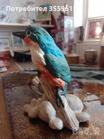 порцеланова статуетка на птица кралско рибарче от Шри Ланка. Височина 20 см., снимка 2 - Декорация за дома - 41855425