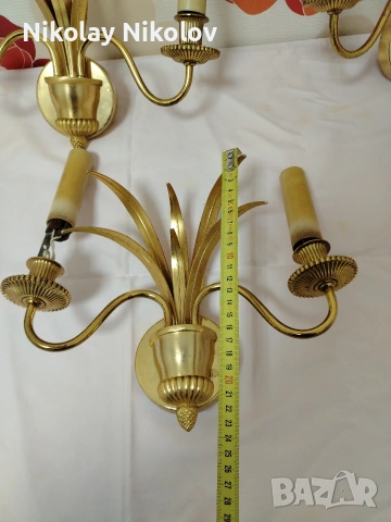 месингови аплици от 1950, снимка 7 - Лампи за стена - 53144811